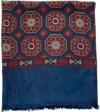 Art Nouveau Intricate MOD Blue Printed Wool Blend Vintage Scarf