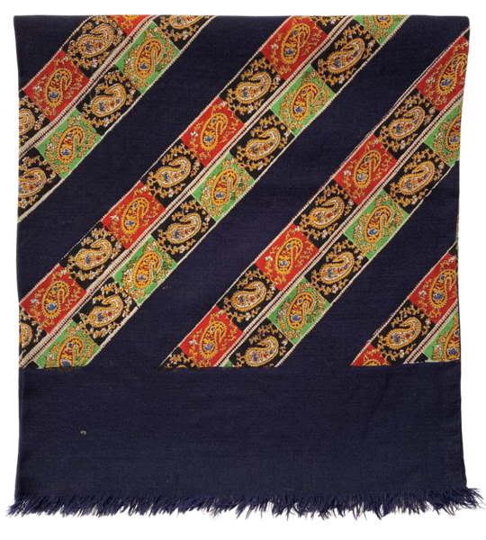 Art Nouveau Intricate Dark Blue Wool Blend Mens Vintage Oblong Scarf