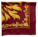 Novelty Dark Red & Gold Lion Print Large Silk Scarf