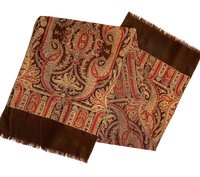Brown & Orange Art Nouveau Printed Wool Blend Vintage Scarf