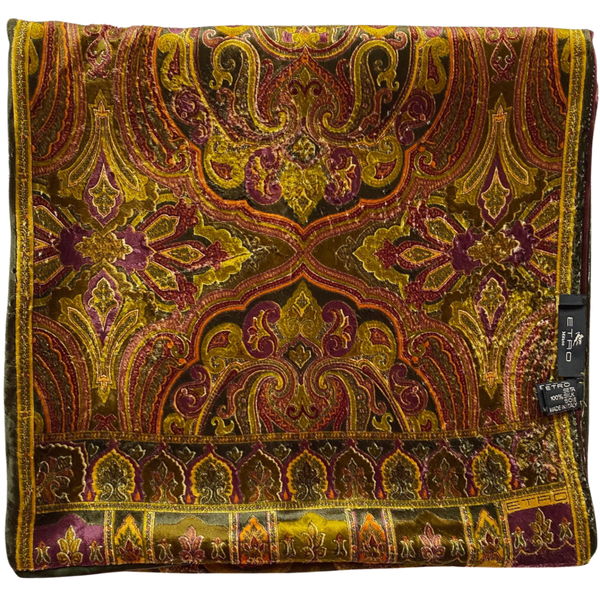 Etro Velvet & Silk Printed Art Nouveau Long Beautiful Scarf