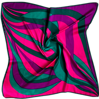 Op Art MOD Pink Red & Green Hand Rolled Blue Scarf