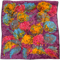 Vintage Abstract Colourful  Floral Acetate Satin 1950s Retro Head Scarf