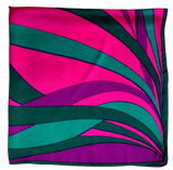 Op Art MOD Pink Red & Green Hand Rolled Blue Scarf