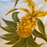 Floral Lemon & White Iris Soft Silk 1950s Retro Hand Rolled Head Scarf