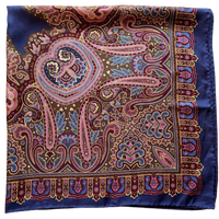 Vintage Art Nouveau Paisley Purple & Blue Intricate Pure Silk Scarf
