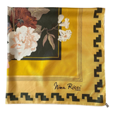 Original Baroque Nina Ricci Italian Silk Floral & Gold Square Head Scarf