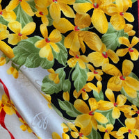 Authentic Pierre Balmain Designer Silk Floral Grey & Yellow Square Head Scarf