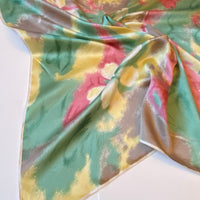 Vintage Floral Pastel Candy Floss Colours Printed Silk 1950s Retro Hand Rolled  Head Scarf- Silk Vintage Gift - Scarf Lovers Gift