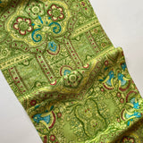 Vintage Oilily Art Nouveau Intricate Art Nouveau Lime Green Printed Wool Mens Oblong Long Scarf