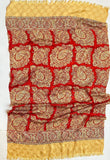 Mens Paisley Art Nouveau Red and Gold Pure Silk MOD Evening Scarf