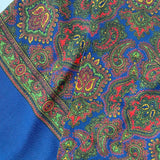 Art Nouveau Intricate MOD Blue Printed Wool Blend Vintage Scarf
