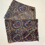 Vintage Opulent Blue & Gold Art Nouveau Silk Intricate Print Long Scarf- Silk Vintage Gift