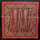 Codello Colorful Art Nouveau Paisley Print Silk Large Head Scarf