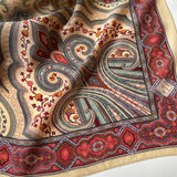 Vintage Crepe Silk Art Nouveau Cream & Pink Intricate Pure Silk Scarf