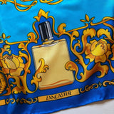Vintage 1980s MONTEIL Vivid Silk Turquoise Perfume Bottles Scarf